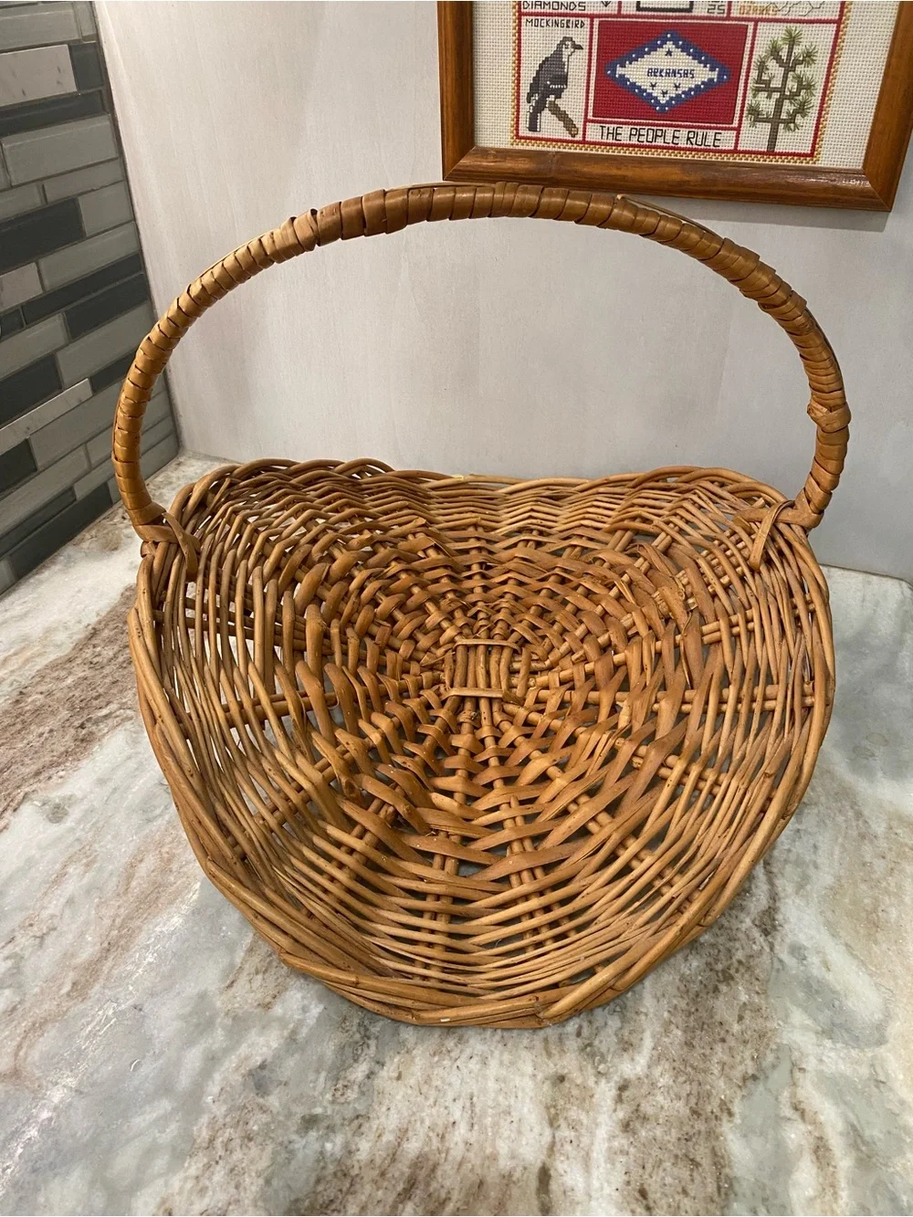 Vintage Wicker Flower Gathering Basket Garden Harvest Trug Farmhouse
